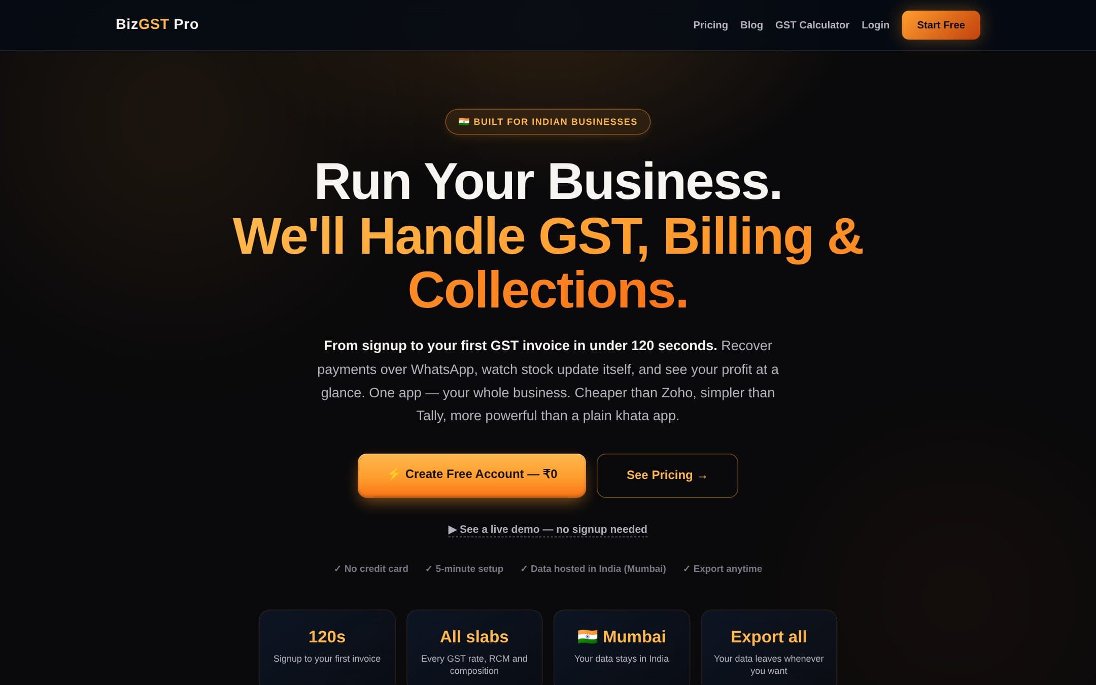 BizGST Pro homepage